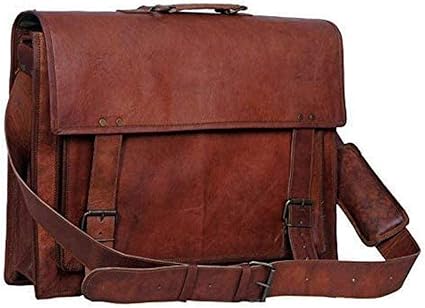 Komal's Passion 18" Leather Messenger Bag – Handmade Laptop Satchel for Men & Women