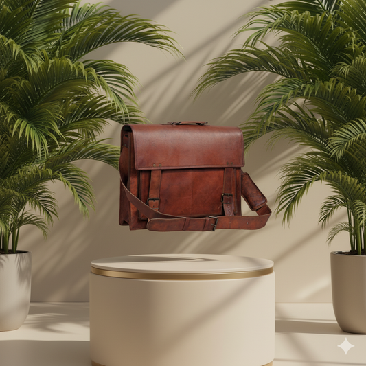 Komal's Passion 18" Leather Messenger Bag – Handmade Laptop Satchel for Men & Women